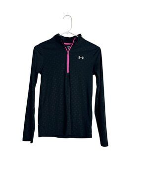 Under Armour Youth XL Black Pink Quarter Zip Training Shirt Top Thumb Hole Loose